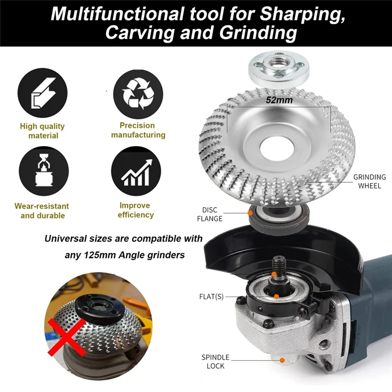 

3 Pieces Wood Grinding Disc Wood Cutter Rasp Disc Grinding Discs Angle Grinder For Angle Grinder 125Mm-AT30