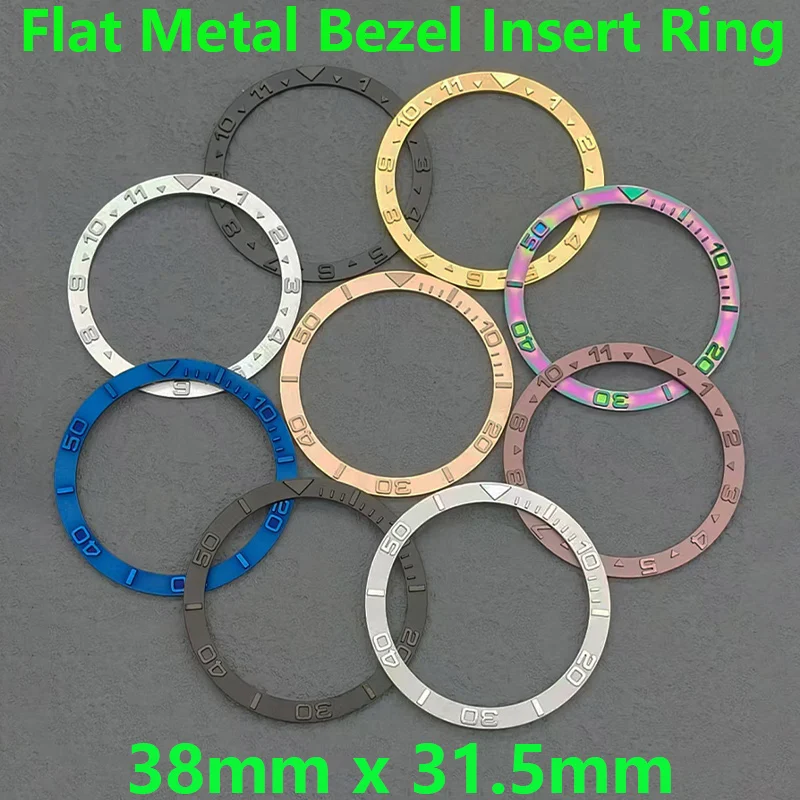 

Mod 38mm Flat Metal Bezel Insert Fits SKX007 SKX009 SRPD Watch Case NH35 NH36 Movement Men Watch Replace 38mmx31.5mm Bezel Ring