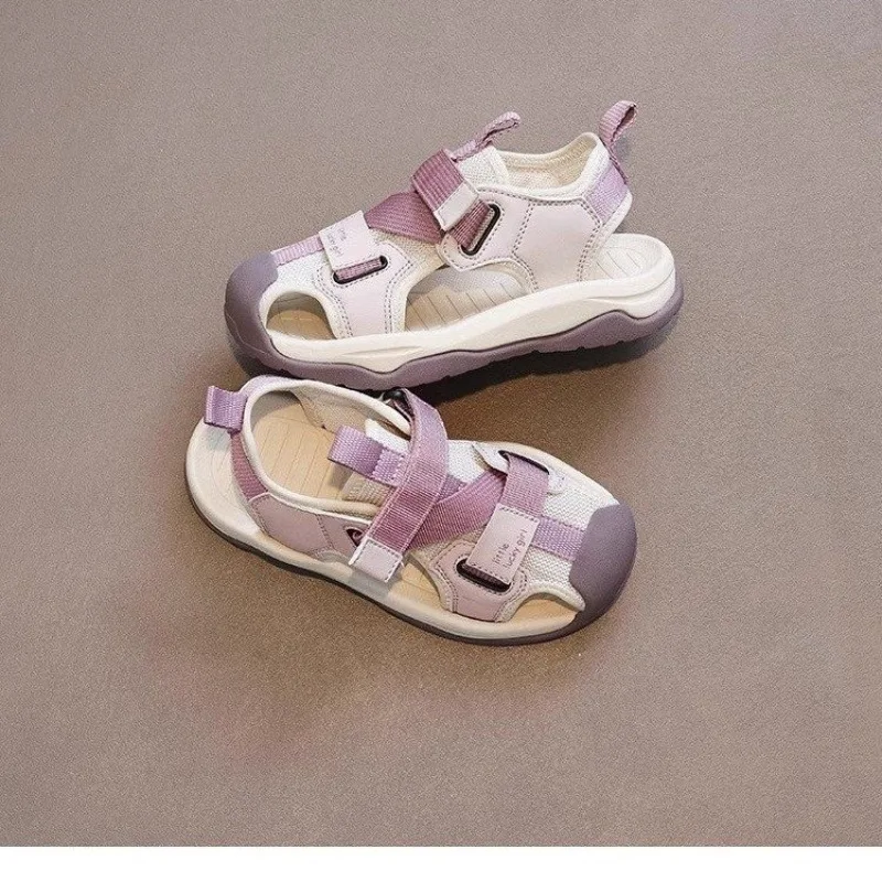 Summer Children Closed-toe Hollow-out Beach Sandals Soft-soled Suede Water Shoes Kids Boys Girls Student Casual Sandals Everyday