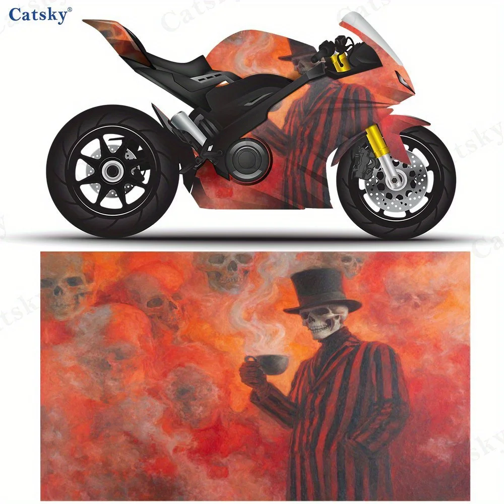 

Самоклеящаяся виниловая наклейка из ПВХ с черепом и огнем для мотоцикла, красивая, прочная и водонепроницаемая, без пузырьков, стоит H