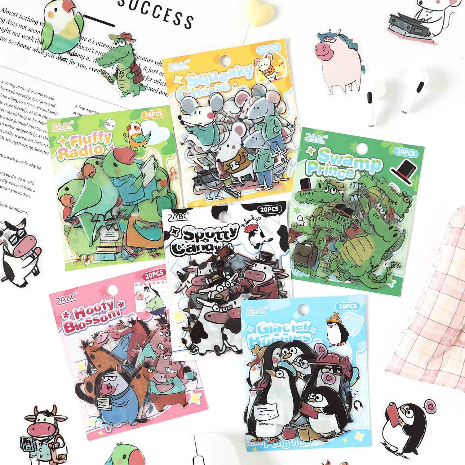 20pcs/pack Animal Fantasy Series Kawaii Creative Decoration PET Stickers DIY Diary Scrapbook Cute Stationery Stickers