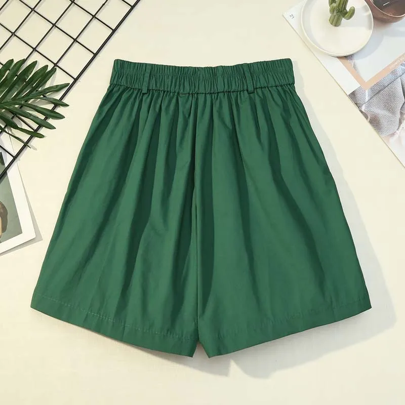 Cotton Casual Loose Elastic Waist Wide Leg Shorts Women 2021 Summer Beach Boho Short Pants Tracksuit Workout Bottoms Shorts