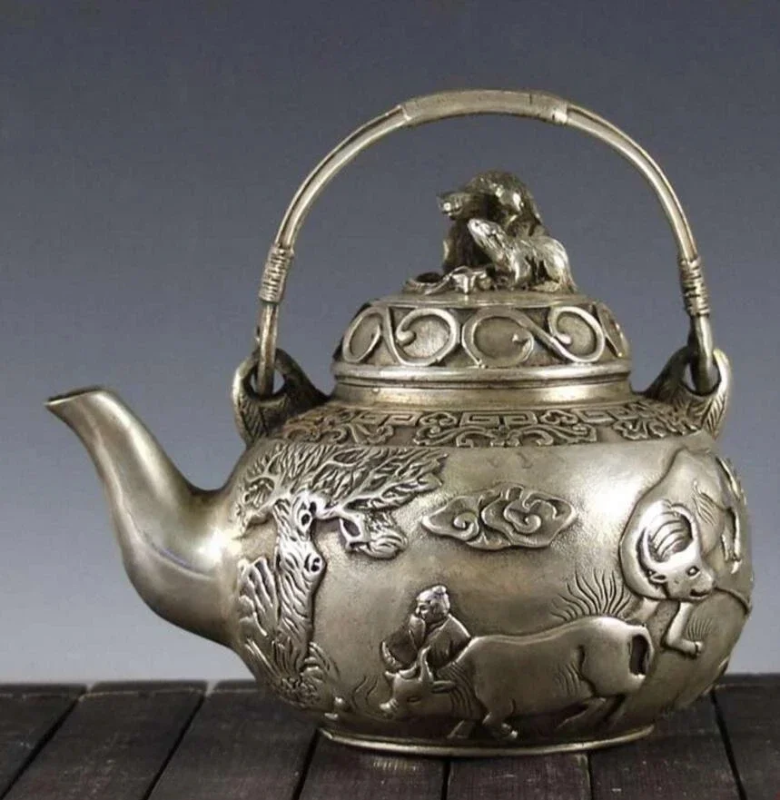 

Медная статуя, белая медная ручная работа, украшение для чайника, горшок из буйвола