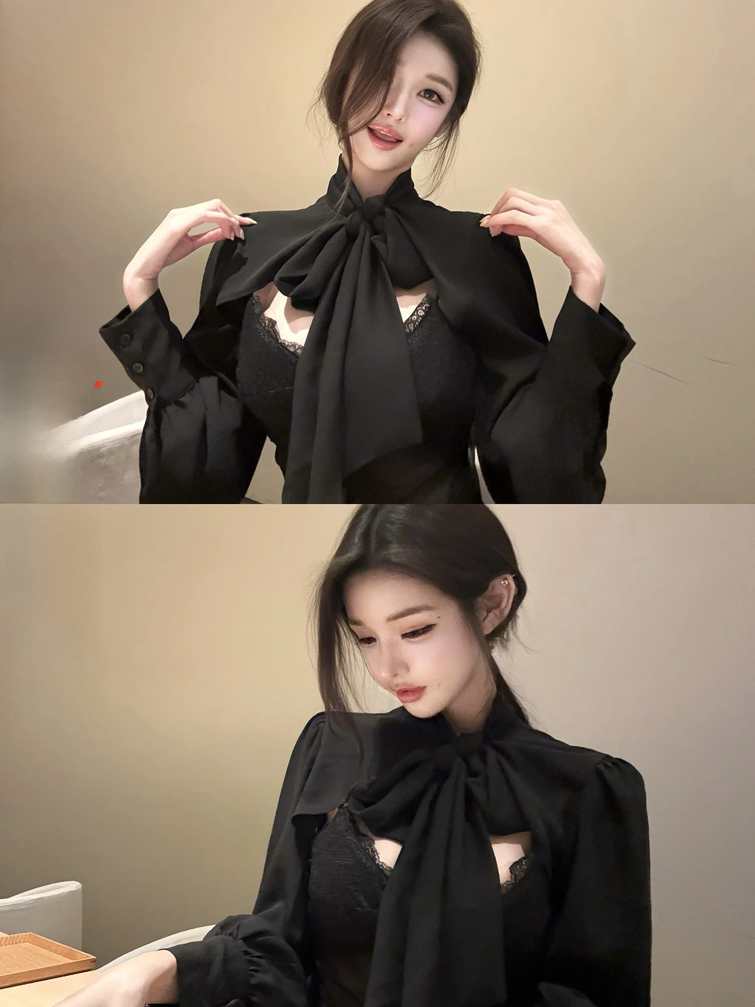 

Комплект из кружева и юбки Ele Long Sve, альта, кимон, улучшенная версия, дизайн, женская осенняя коллекция Faion