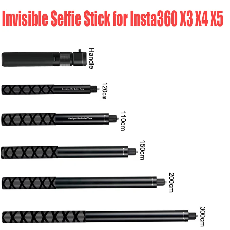 Invisible Extended Edition Selfie Stick Scalable Monopod for Insta360 X6 X5 X4 X3 Accessories for GoPro 13 12 DJI Action Stick