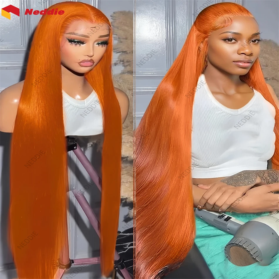 Ginger Orange Hd Lace Front Wig 13x6 13x4 Bone Straight Lace Frontal Glueless PrePlucked 100% Brazilian Human Hair Wigs On Sale