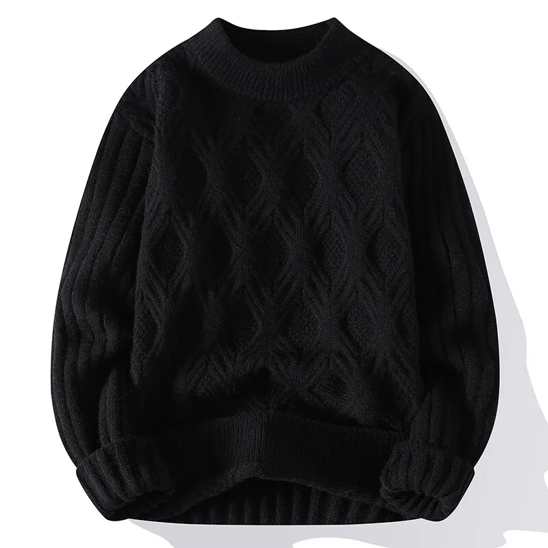 Large Size Mens Casual Knitted turtleneck Pullover Solid Color Loose-Fit Thick Warm Soft Sweater pulover masculino