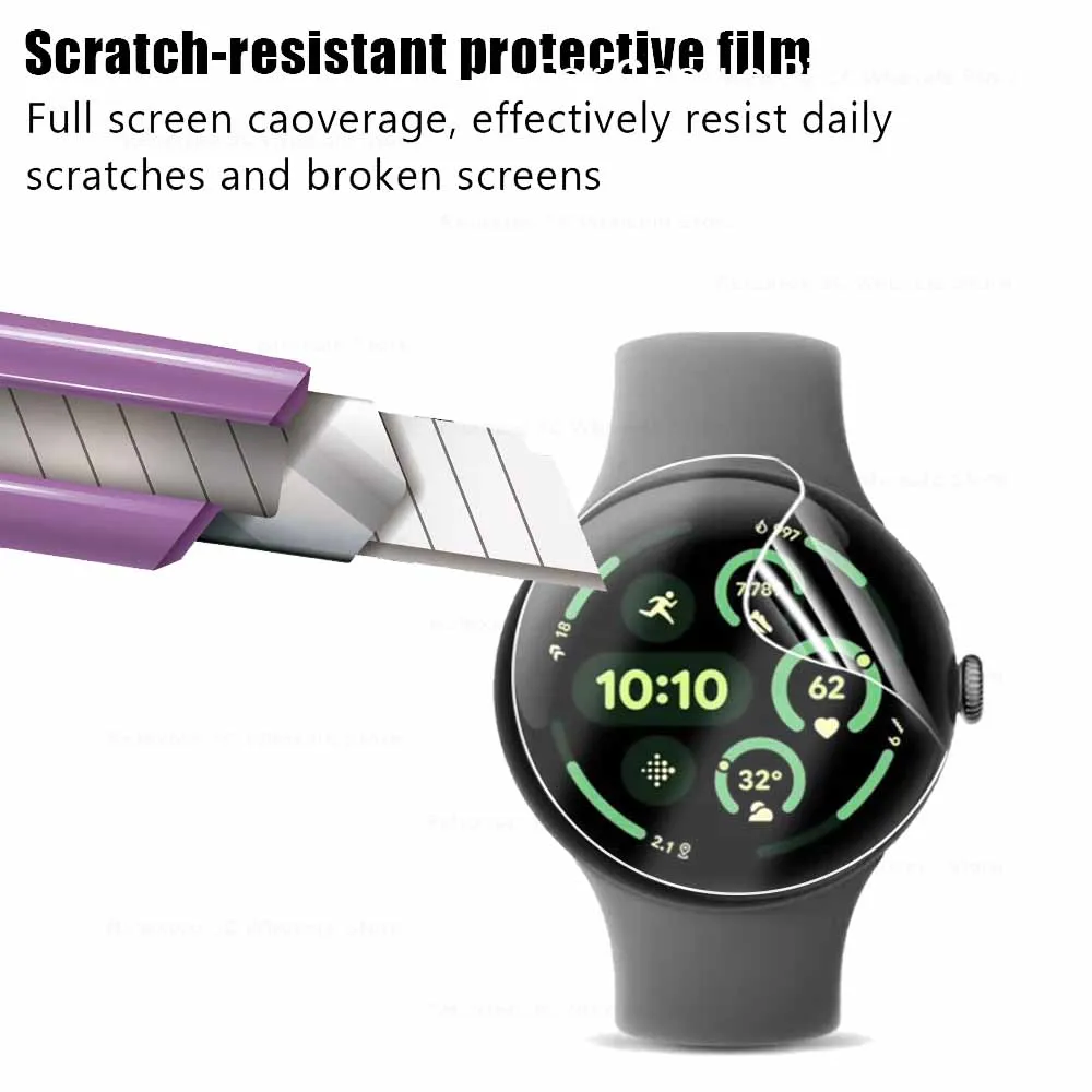 3Pcs 9D Curved Soft Hydrogel Film For Google Pixel Watch 3 Screen Protector PixelWatch 3 Pixel3 Watch3 Protective Film Not Glass