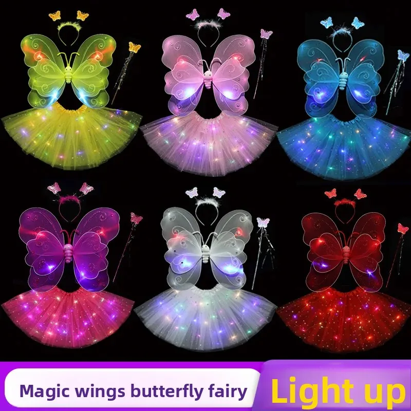 

Детский фестиваль для девочек, крылья бабочки, украшения на спине, игрушки, юбка принцессы ангела, детская фея, реквизит для детского сада