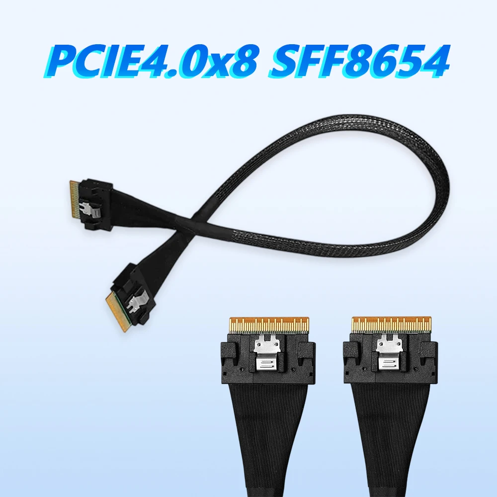 PCIE 4.0 X8  SFF- 8654 Full-function Silver-Plated Wire SIMSAS8X GEN4 Sas To Data Cable for GPU Graphics Cards Expansion Card