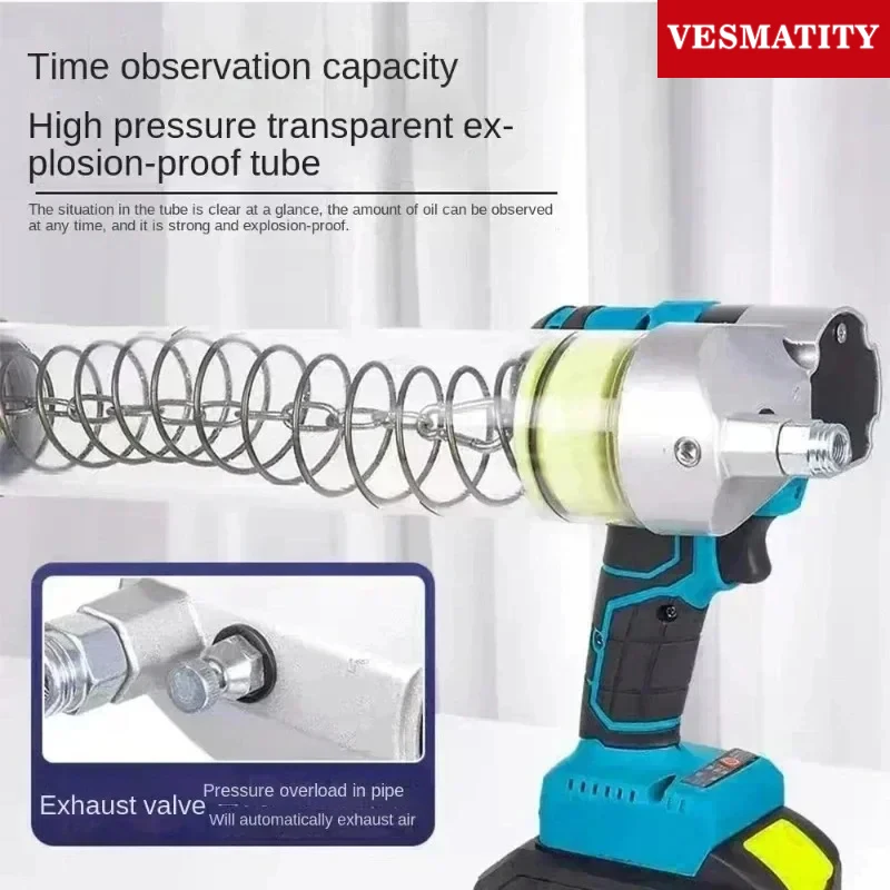 Professional grade brushless cordless grease gun fully automatic high pressure for excavator heavy lubrication for 21V battery