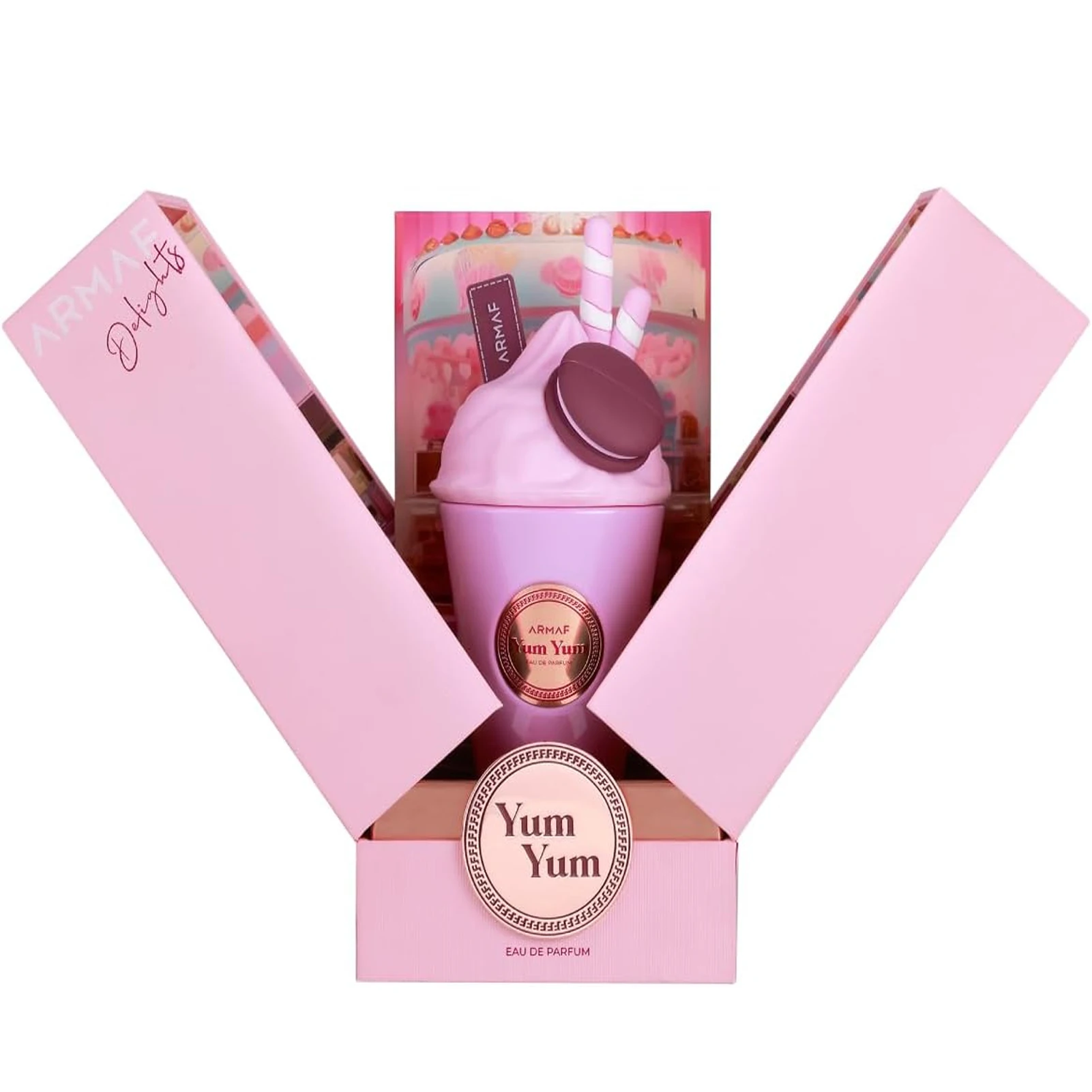 

Armaf Delights Yum Yum Eau de Parfum: 100ml Milkshake Bottle, Sweet Gourmand Scent for Women
