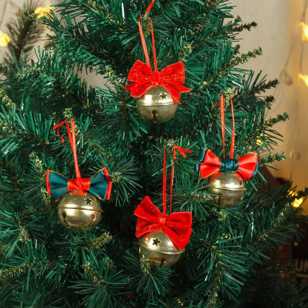Sapatos de textura de metal decorações festivas de sino decorações festivas de sino de natal com laço de veludo estrela oca para criar