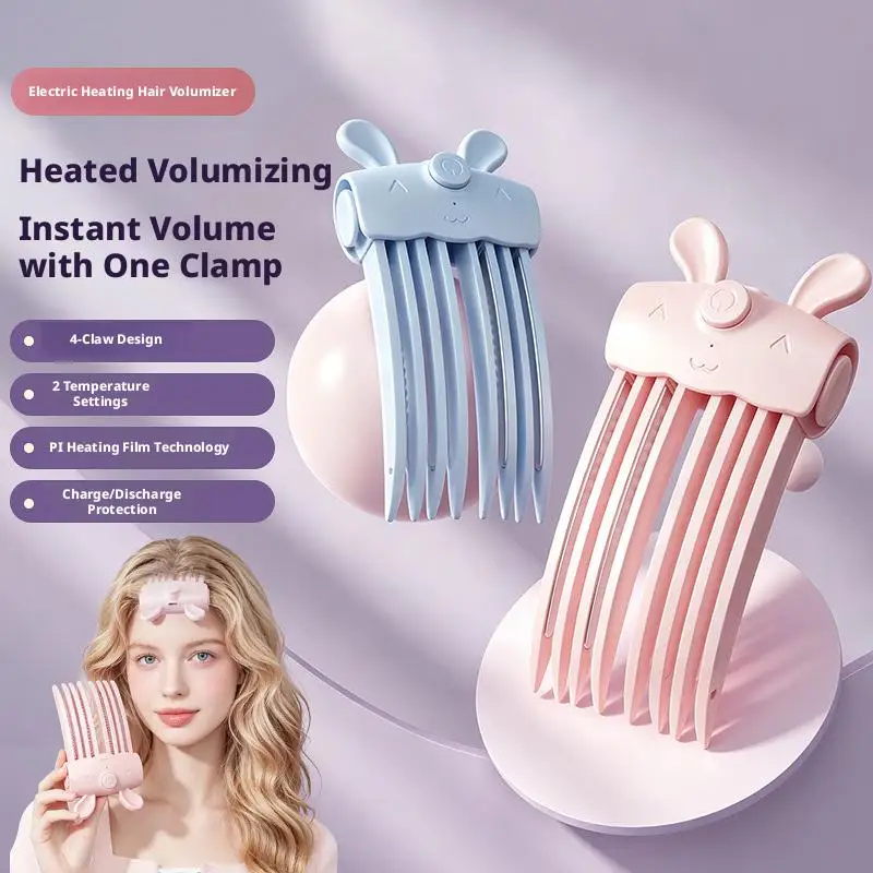 Heated Hair Volume Clip Electric Hair Root Volumizer Portable Wireless Heated Root Lifter Comb Rechargeable Hair Styling Tool