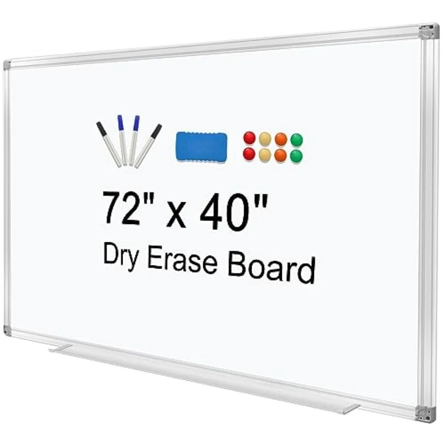 

Dry Erase Board for Wall 72"x40" Aluminum Presentation Magnetic Whiteboard with Long Pen Tray Wall-Mounted White Board for Scho