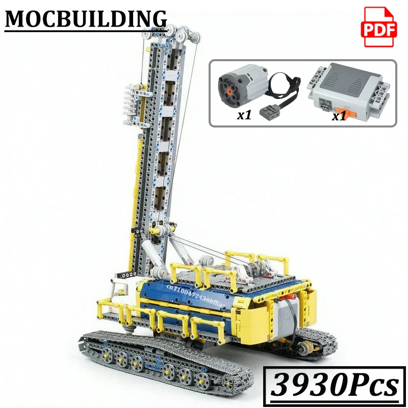 Motorised Rotary Drill Rigs Technology with Motor Heavy Duty Engineering Vehicle Blocks MOCBUILDING Construction Toys Gifts