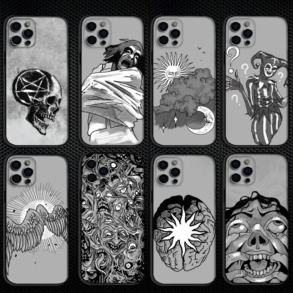 

Phasmophobia Tarot Card Phone Case For iPhone 16,15,14,13,12,11 Plus,Pro Max, Soft Silicone Black Cover