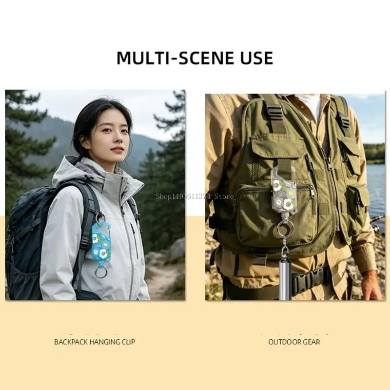 Camping Holder for Bag Carry and Trail Stops, Pull Cord Outdoor Holder with Top Hook and Low Bulk Plastic Shell
