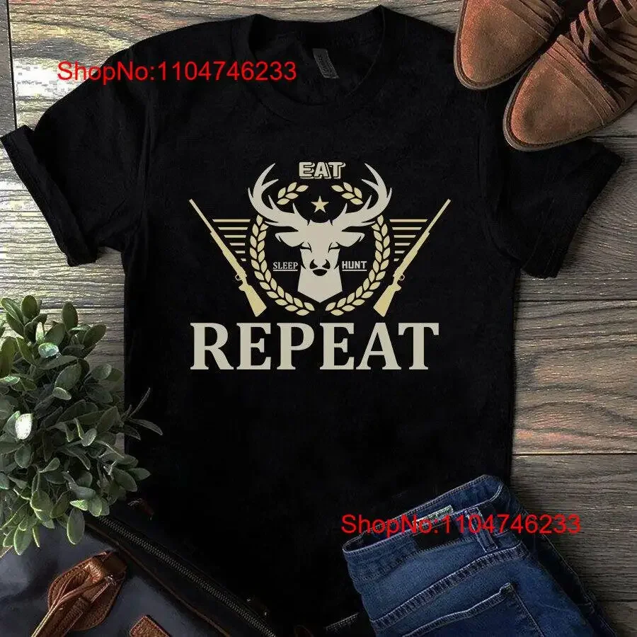 Eat Sleep Hunt repetir caza camiseta vintage lavado ropa de diseñador Casual homme gráfico estirado elegante transpirable