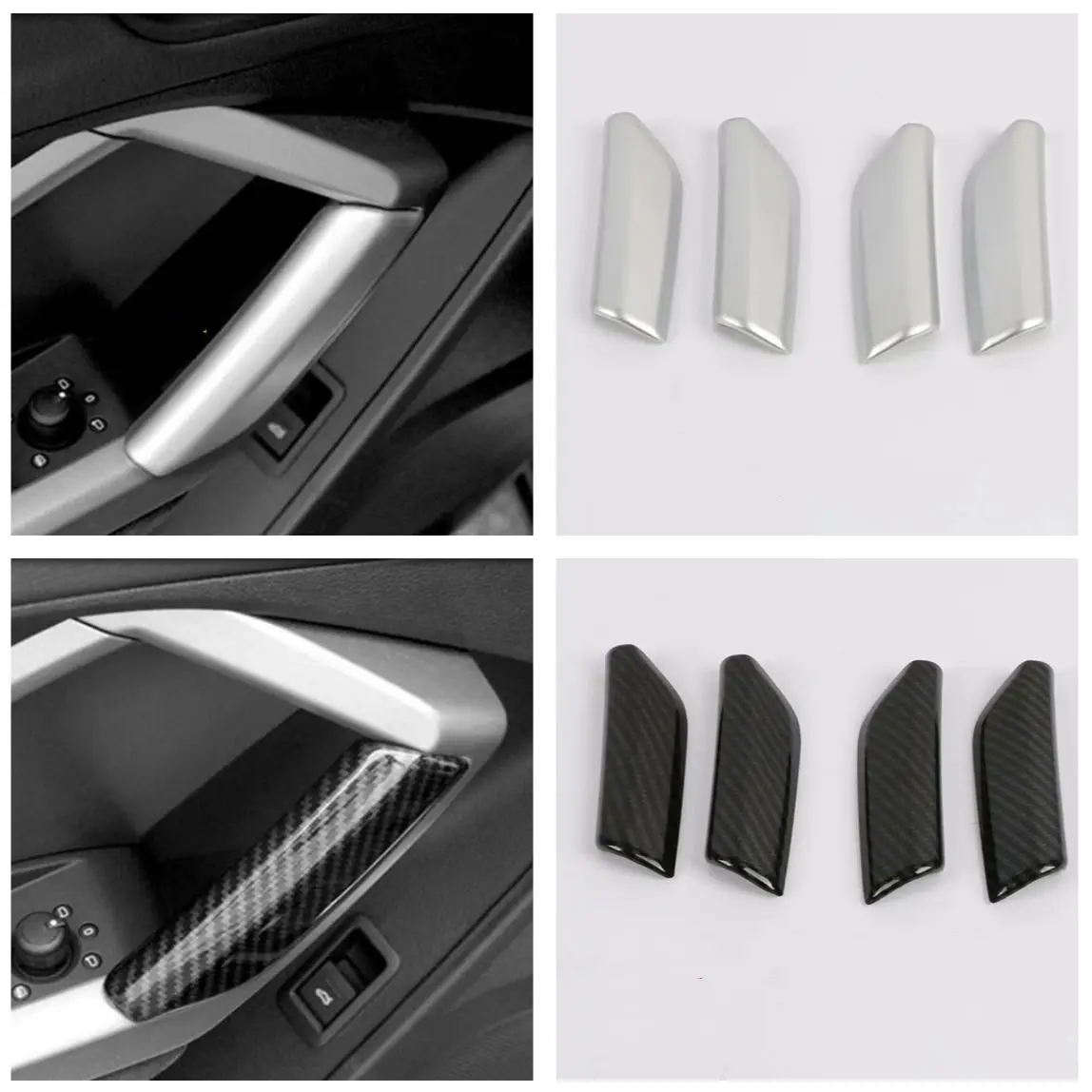 

For Audi Q3 2019 - 2022 Matte Carbon Fiber Accessories Parts Interior Armrest Door Handle Window Panel Cover Sticker Trim