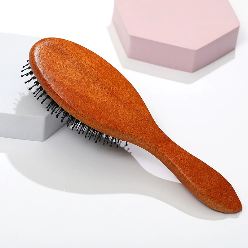 Hair Brush Boar Bristle Massage Comb Anti-static Hair Scalp Paddle Brush Styling Detangling Straighten Brown Comb