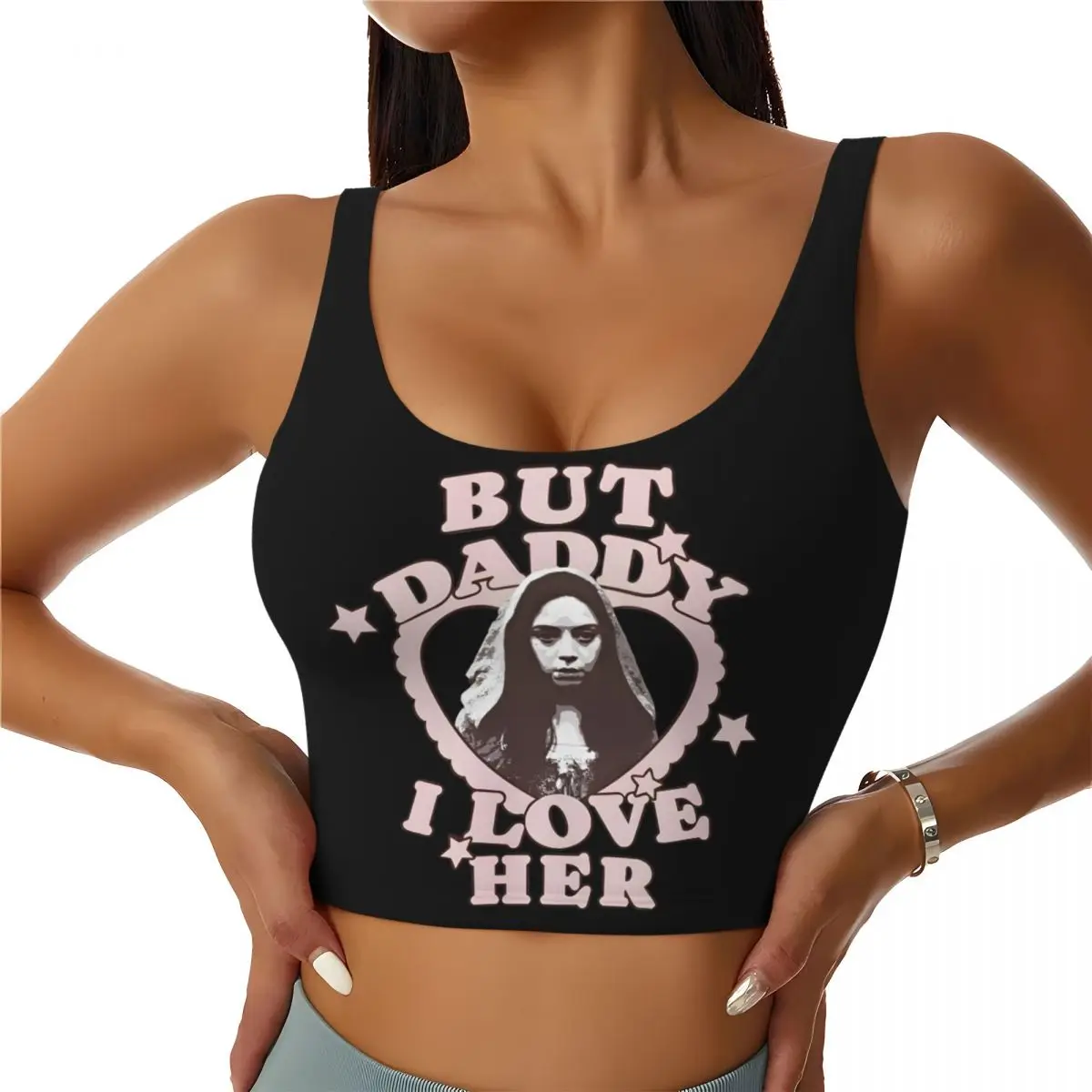 Personalizado mas papai eu amo seu Aubrey Plaza é Rio Vidal sutiã esportivo feminino colete de alto impacto ginásio treino yoga colheita regata