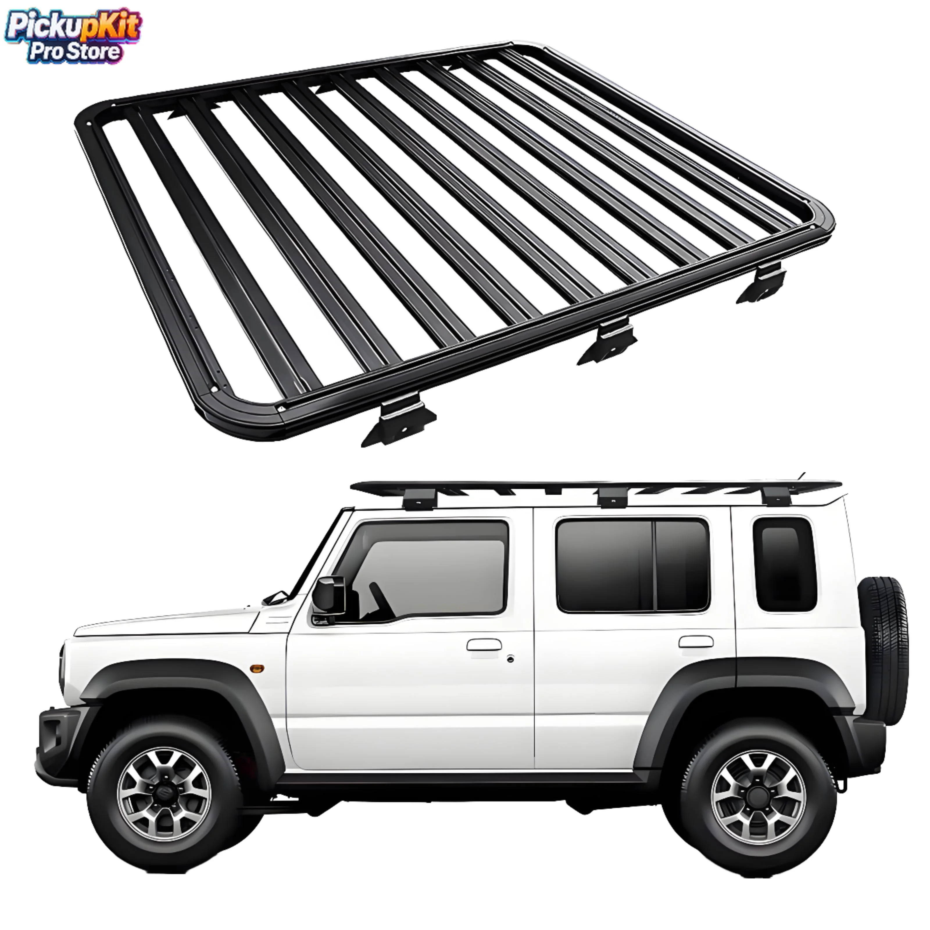 

High Quality Aluminum Cross Bar Frame 4x4 Roof Luggage Basket for Jimny 3 & 5 Doors