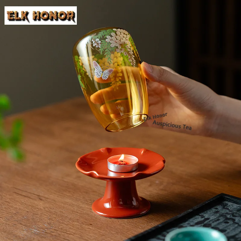 Forbidden City Red Morning Glory Candle Candle Holder Elegant Scented Aromatic Candles Candle Lights Tea Services Room Decor