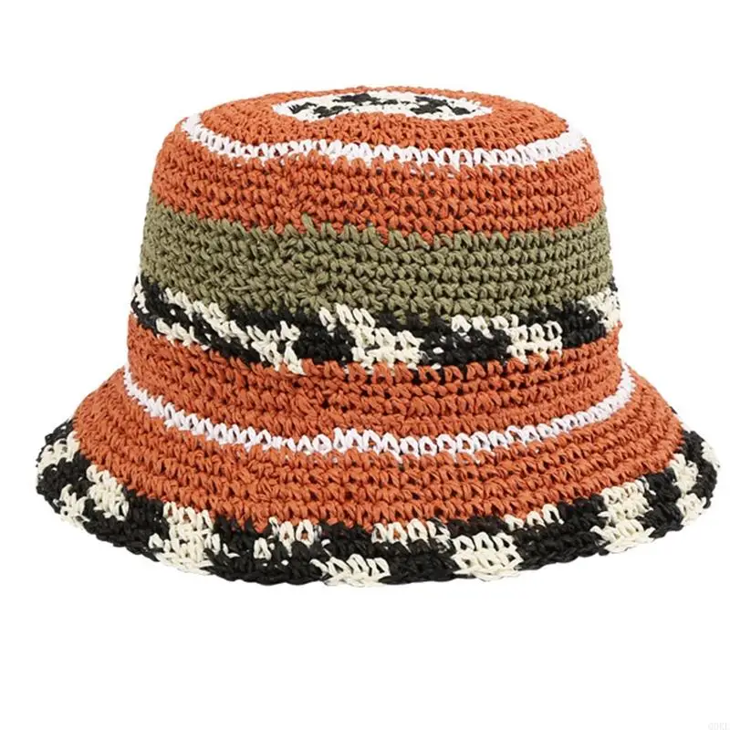 

Q0KE Literary Basin Hat Color Matching Bucket Hat Hand Crochet Fisherman Hat All-match Gift for Valentine's Day Mother's Day