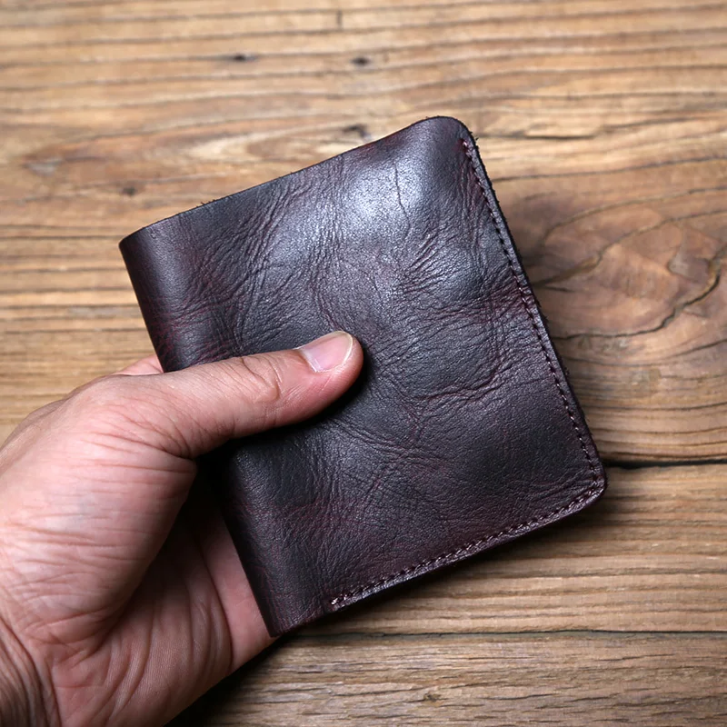 NZPJ männer Leder Brieftasche Retro Top Schicht Rindsleder Brieftasche Vertikale Dokument Clip Kurze Jugend frauen Ultra-dünne geldbörse Tasche – Detail 12