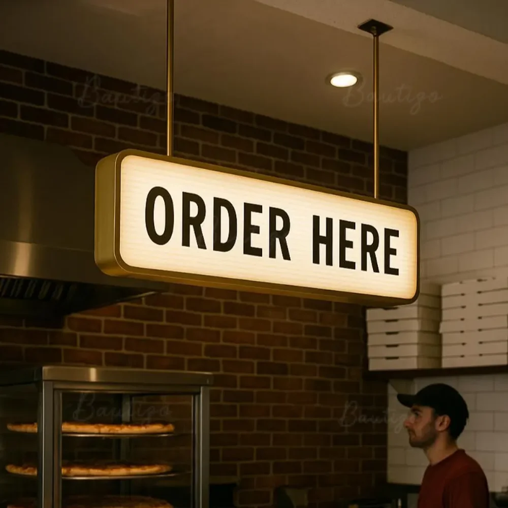 Custom Ceiling Mounted Sign for Business Outdoor Signage  Acrylic LED Light Box Double Sided Storefront Display