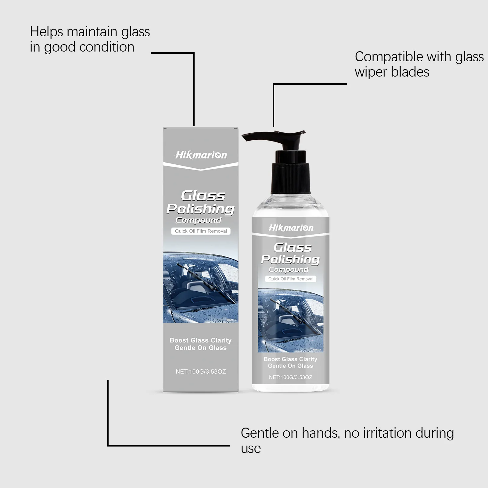 Car Window Glass Scratch Repair Paste Oil Film Remover Stain Removal Bright Polishing Cream for Windscreen Mirror Glass Cleaning