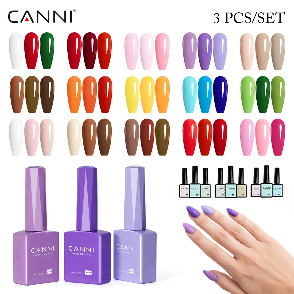 

3pcs CANNI Nail Gel Polish TPO FREE HEMA FREE Gorgeous Color Round Brush Smoothy Texture Semi Permanent Nail Varnish Soak Off