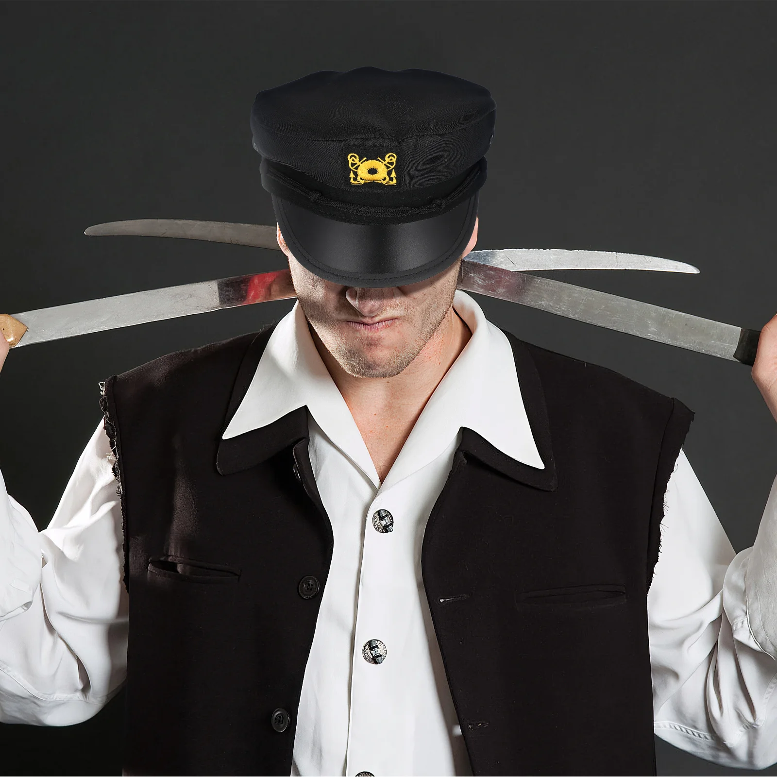 Capitano nero per uomo donna marinaio protezione UV cappello da sole cosplay pesca viaggi all'aperto corsa escursionismo campeggio