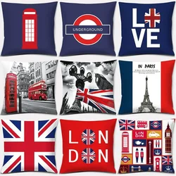 Home Decor LOVE England Series Printed Square Polyester Pillowcase Cushion Cover Bedroom Living Room Ornament funda de almohada