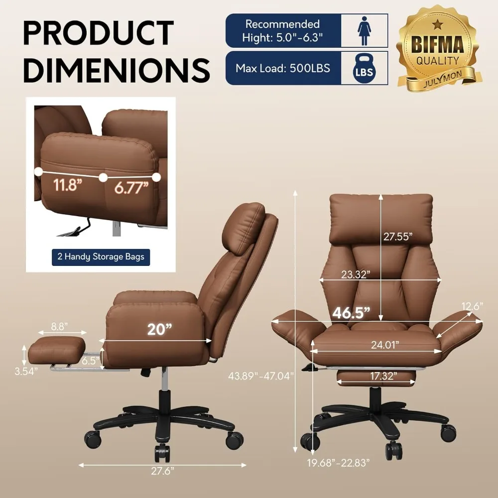 كرسي مكتب بأرجل متقاطعة مع أذرع، كرسي مكتب متقاطع متقاطع، كرسي مكتب كبير وطويل مع مسند للقدمين،