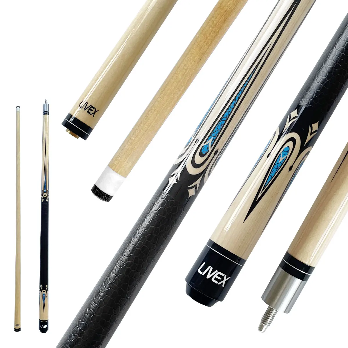 Custom Stainless Steel Joints High Quality American Billiards 12mm Large Tip 1/2 Split Snooker Billiards Cues