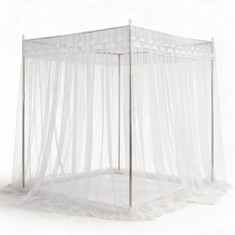 3-Door Royal Palace Floor-Length Mosquito Net – Princess Style with Magnetic Door, Perfect for Master Bedrooms & Weddings
