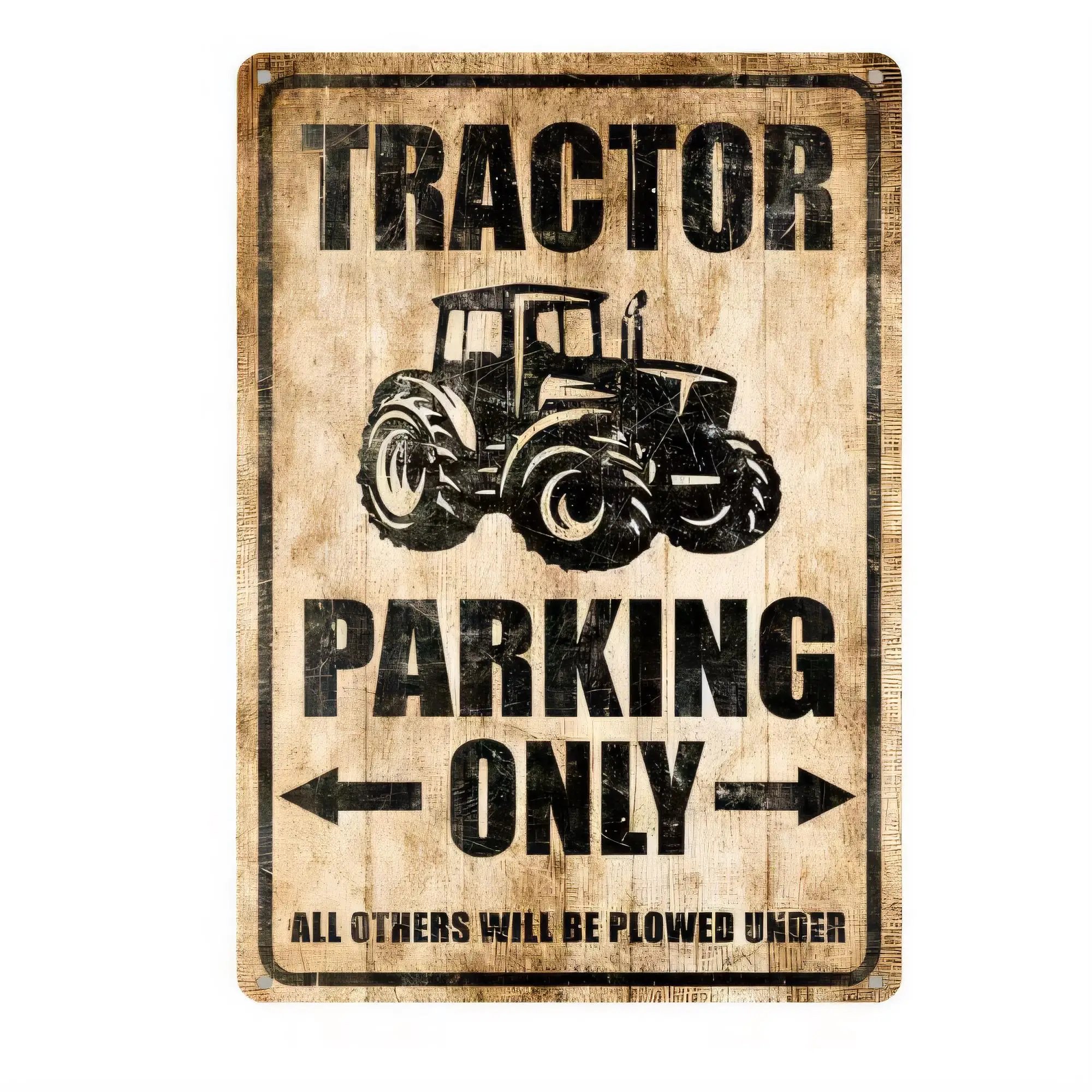 Brass Weight Plate - Tin Sign Tractor Parking Only Metal