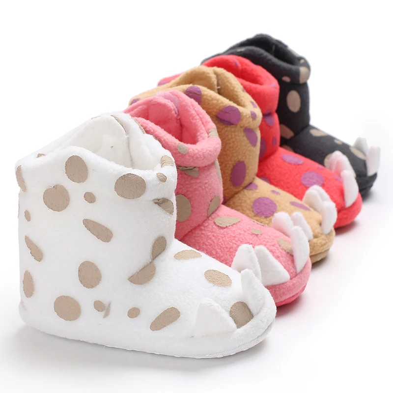 0-1 Year Winter Snow Boots with Plush Faux Fur Collar - Slip