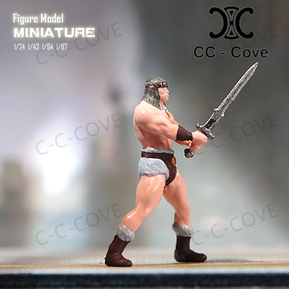 Painted Miniatures 1/24 1/43 1/64 1/87 A Strong Warrior Holding A Sword Unpainted Figure Model Toys View Decoration