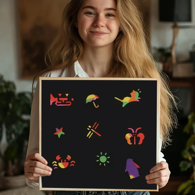 Scratch Paper Art Set, Black Crafts Kit for Party Favors DIY Painting Games Birthday Christmas Toys Gifts-ABAM view 2