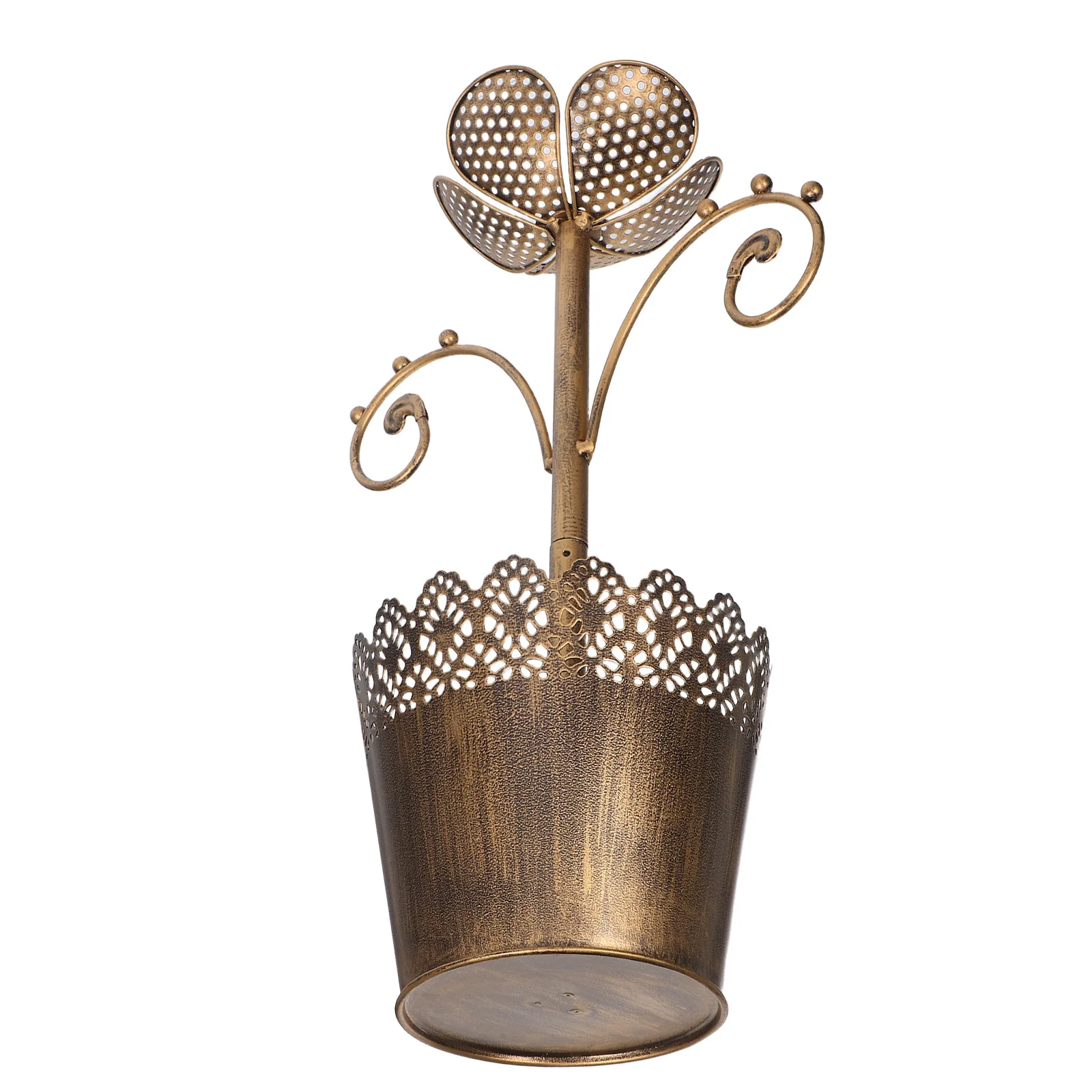 

Железный цветочный горшок, подставка для ювелирных изделий, органайзер, декоративное винтажное ожерелье, держатель для сережек, стол с несколькими отверстиями, ручка для макияжа, стеллаж для хранения кистей