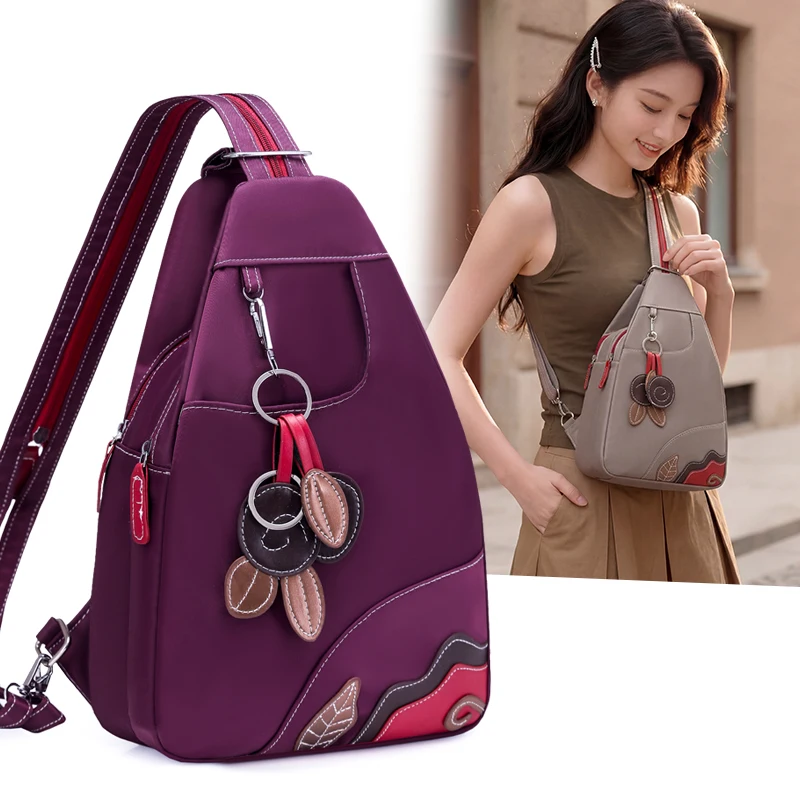 Fashion Contrast Color Nylon Shoulder Bag Women Lightweight Travel Purse with Top Handle Ladies Daily Work School Handbag 2026