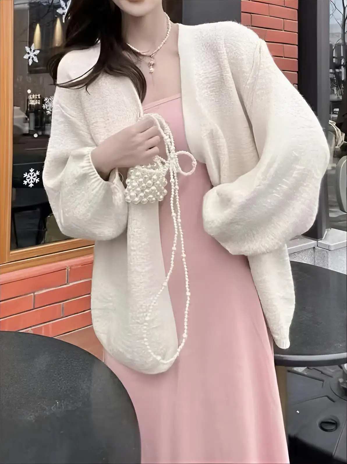 

Mid-Long Cardigans Kawaii Womens Fall Knot Knittedwear Curved Pockets Slouchy Soft Outwears Exquisite Loose-Fit Boho Knit Tender