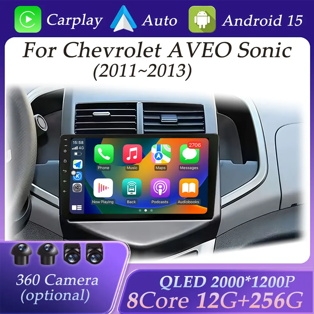 

CarPlay for Chevrolet AVEO Sonic 2011-2013 Car Radio Video Multimedia Player DSP Stereo GPS Navigatio BT DSP Stereo QLED Screen
