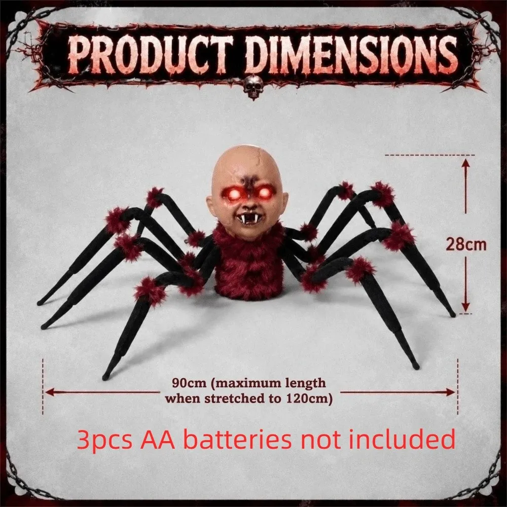 Electric Halloween Crawling Ghost Voice-activated Glowing Eye Climbing Zombie Figure Bald Head Movable