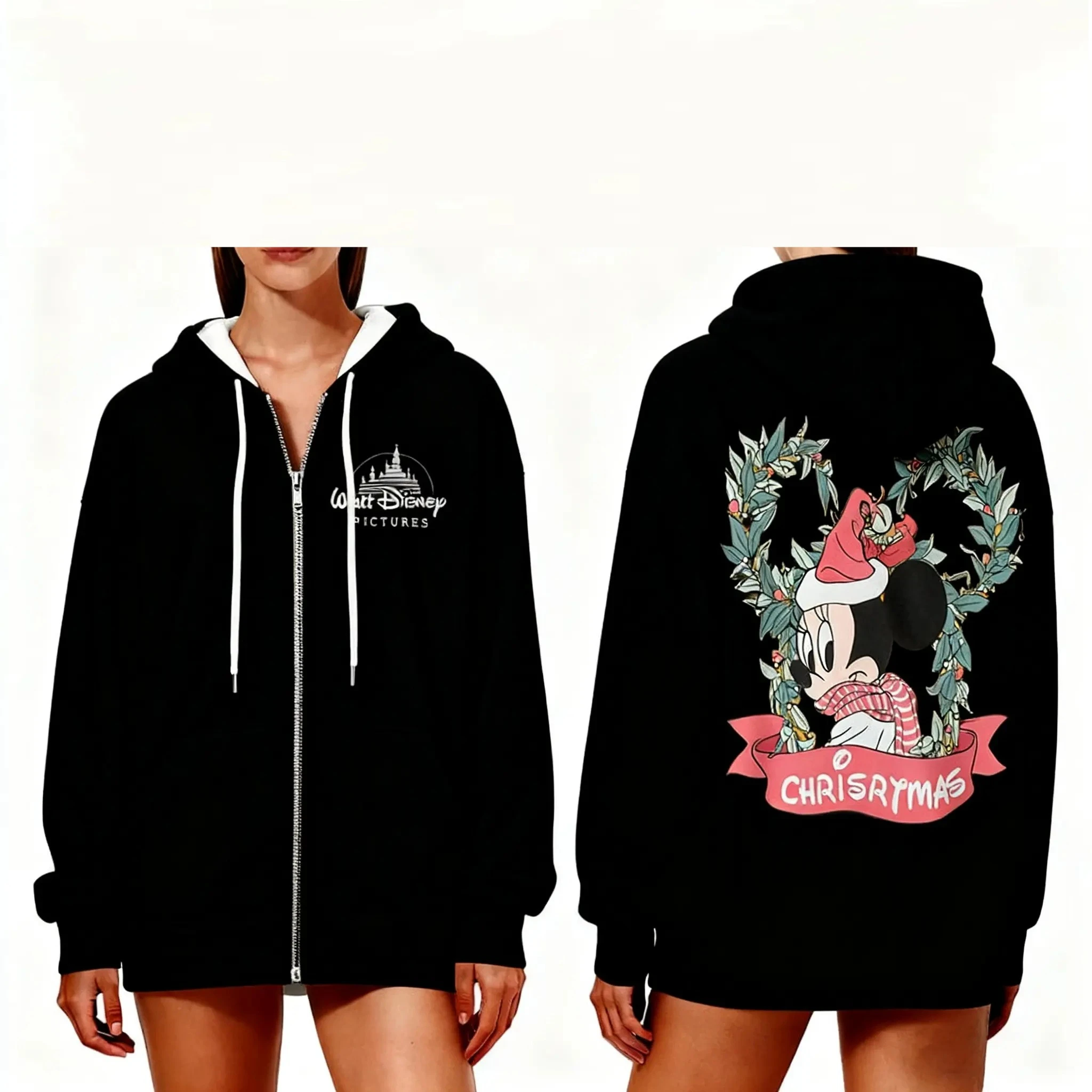 Felpa con cappuccio stampata Stitch da donna Disney Autunno Inverno Moda Streetwear Felpa casual a maniche lunghe per l'esterno quotidiano.