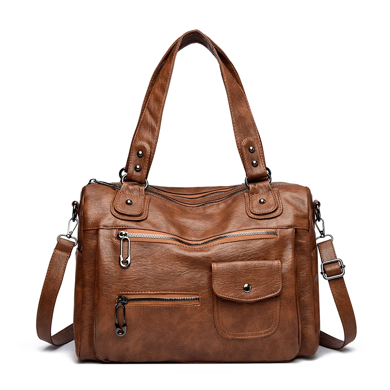 

High Quality Women PU Leather Handbag Shoulder Bag Large Capacity Ladies Tote Messenger Bags for Women Casual Big Shopping Bag