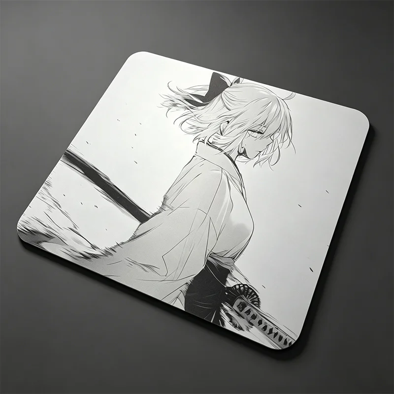 Anime Chain & Samurai Girl Rubber Mouse Pad Non-Slip Gaming Desk Mat 320x285mm/450x400mm for PC Laptop